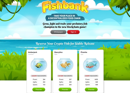 FishBank|基于区块链虚拟鱼游戏