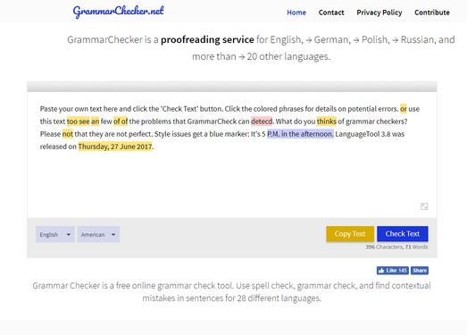 GrammarChecker|在线多语种语法检测工具