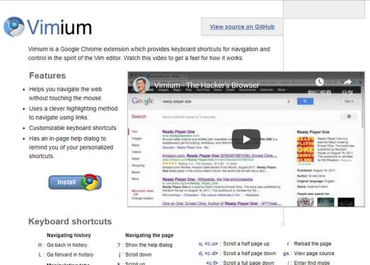 Vimium|用键盘管理浏览器扩展