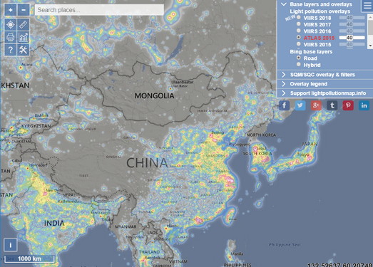 全球光污染地图-LightPollutionMap