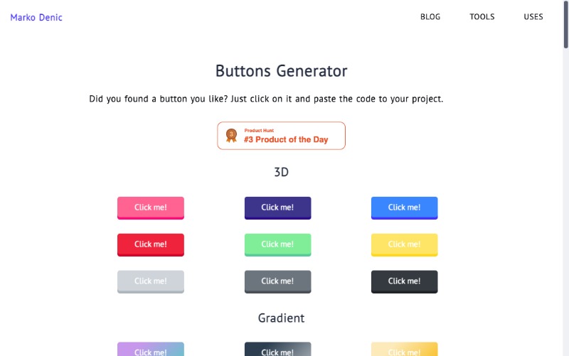 提供多种不同的按钮CSS样式：Buttons Generator