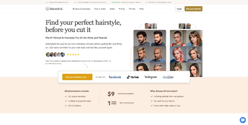 AI tony来了帮你解决发型问题：Hairstyle AI
